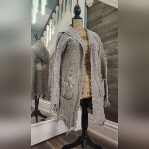 Lelah Joy Distressed Gray Knit Cardigan